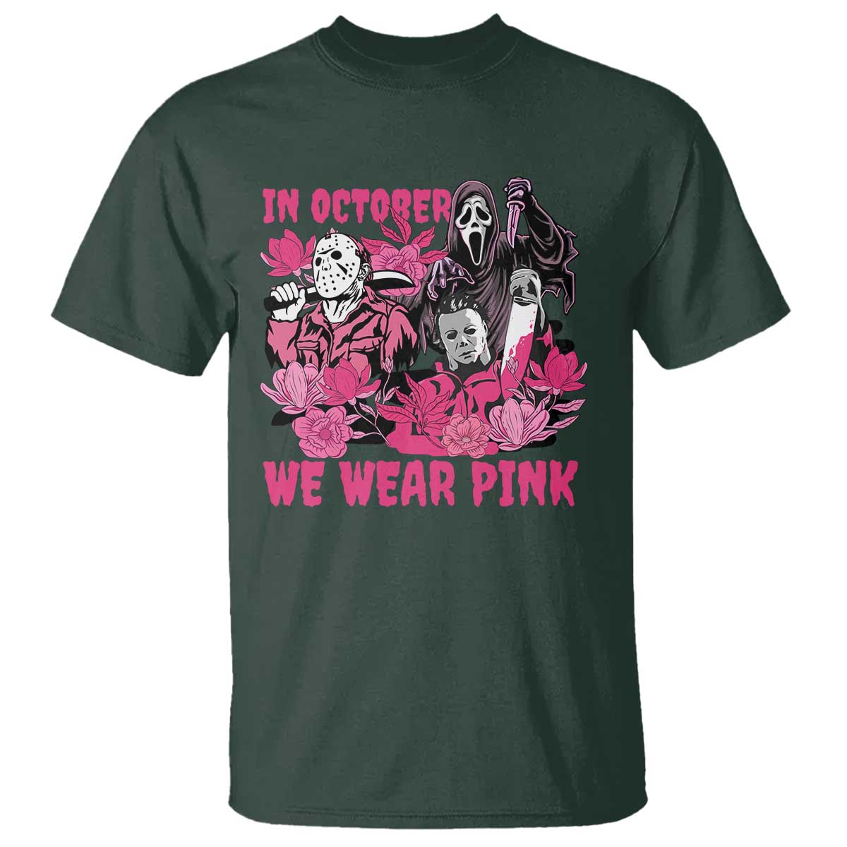 Breast Cancer Support Murderers T Shirt In October We Wear Pink Vintage Flower