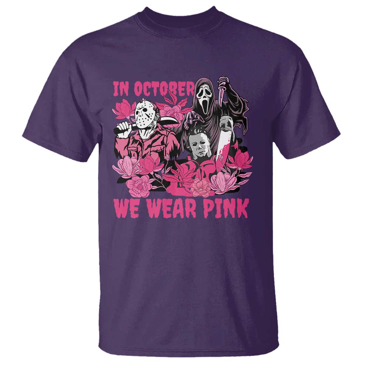 Breast Cancer Support Murderers T Shirt In October We Wear Pink Vintage Flower