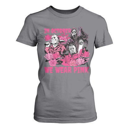Breast Cancer Support Murderers T Shirt For Women In October We Wear Pink Vintage Flower