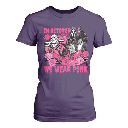 Breast Cancer Support Murderers T Shirt For Women In October We Wear Pink Vintage Flower