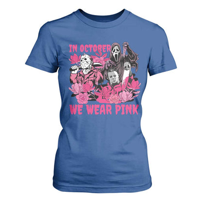 Breast Cancer Support Murderers T Shirt For Women In October We Wear Pink Vintage Flower