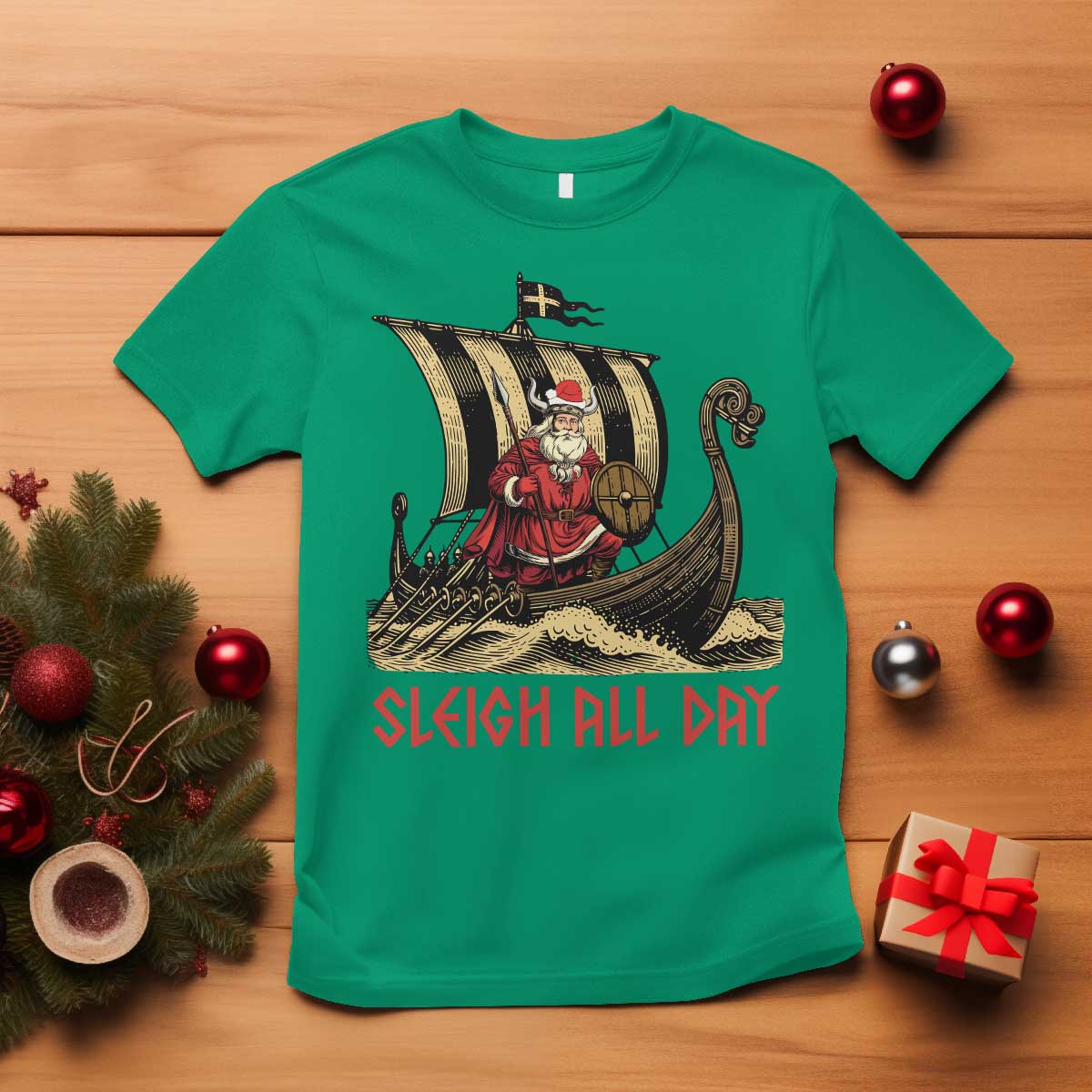 funny-christmas-santa-viking-t-shirt-sleigh-all-day-xmas-pagan-norse-longship