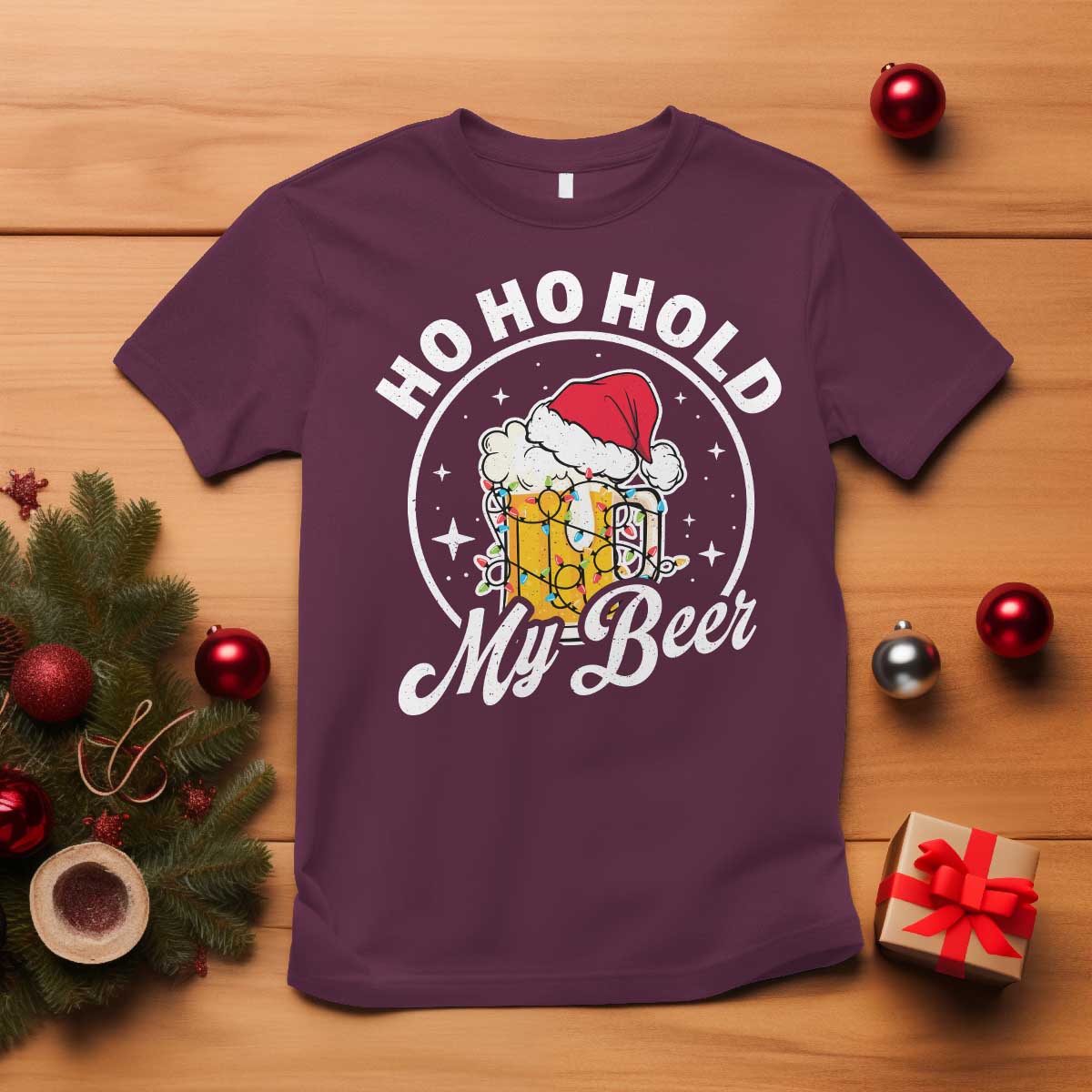 funny-christmas-beers-t-shirt-ho-ho-hold-my-beer-vintage-mug-santa-hat