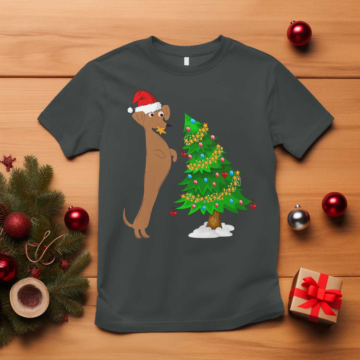 funny-christmas-wiener-dog-t-shirt-decorations-xmas-tree