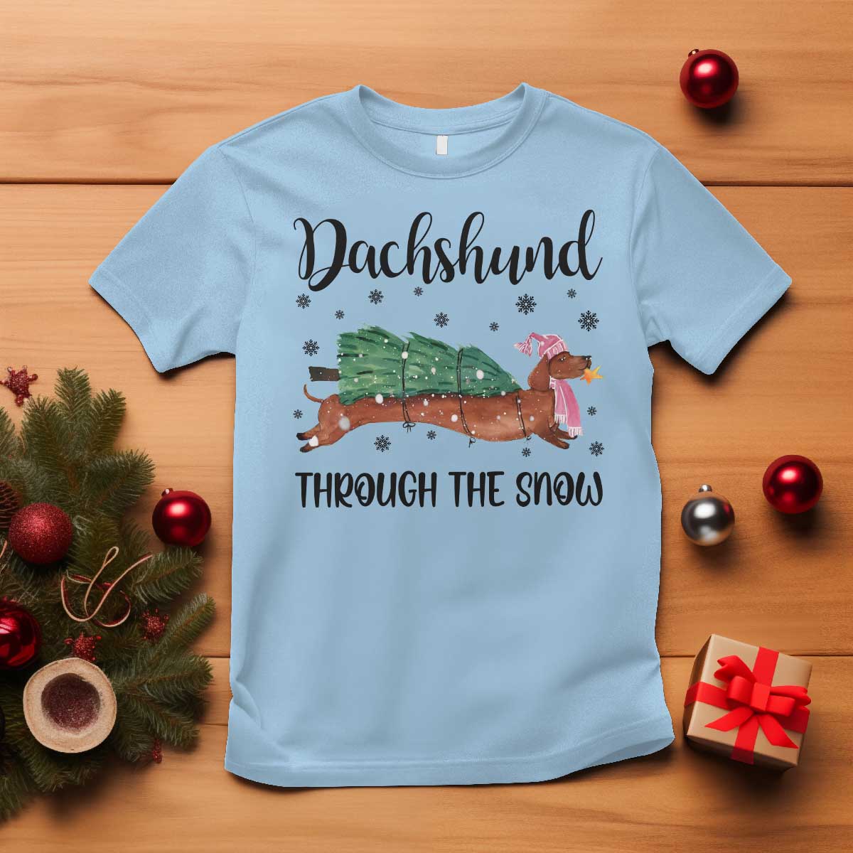 funny-christmas-wiener-dog-t-shirt-dachshund-through-the-snow-xmas-tree