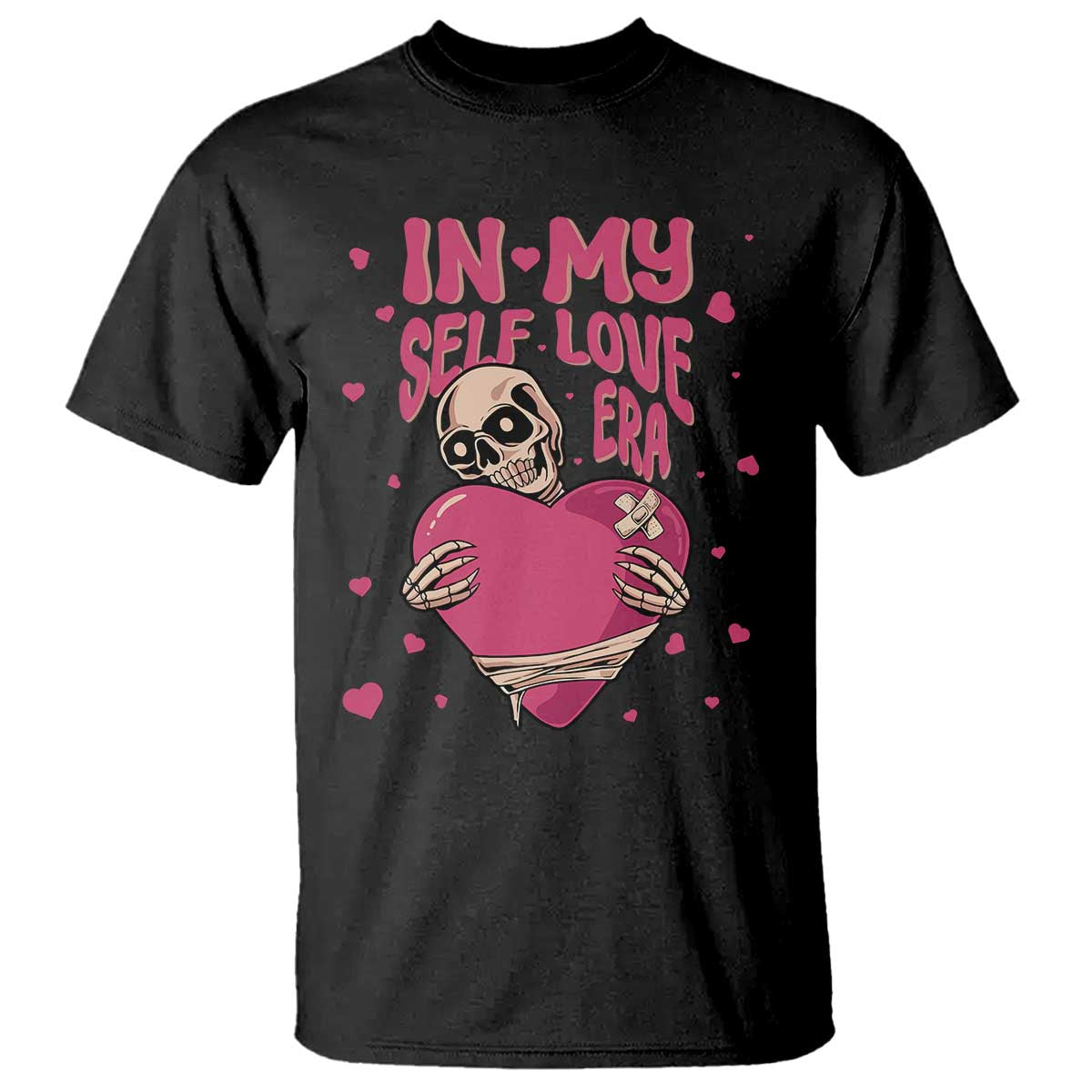 funny-anti-valentines-day-t-shirt-in-my-self-love-era-skeleton-hearts