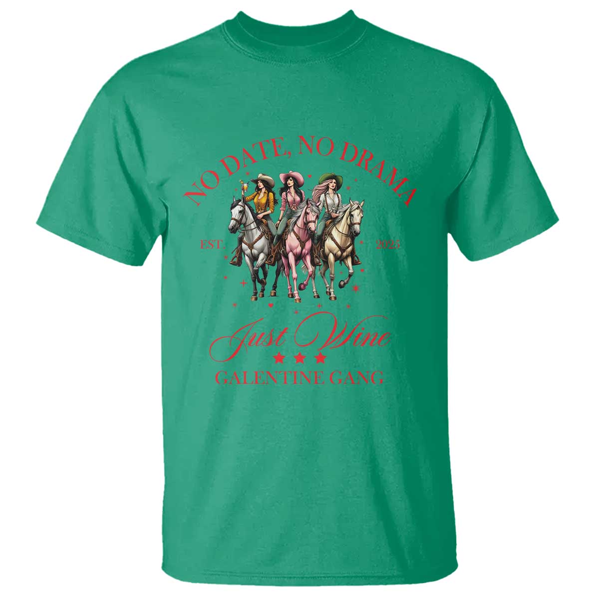 funny-galentines-day-t-shirt-no-date-no-drama-just-wine-galentine-gang