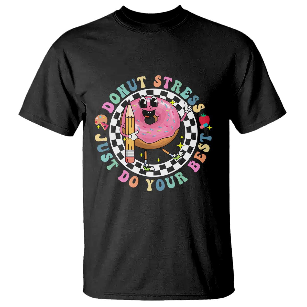 funny-testing-day-teacher-t-shirt-donut-stress-just-do-your-best