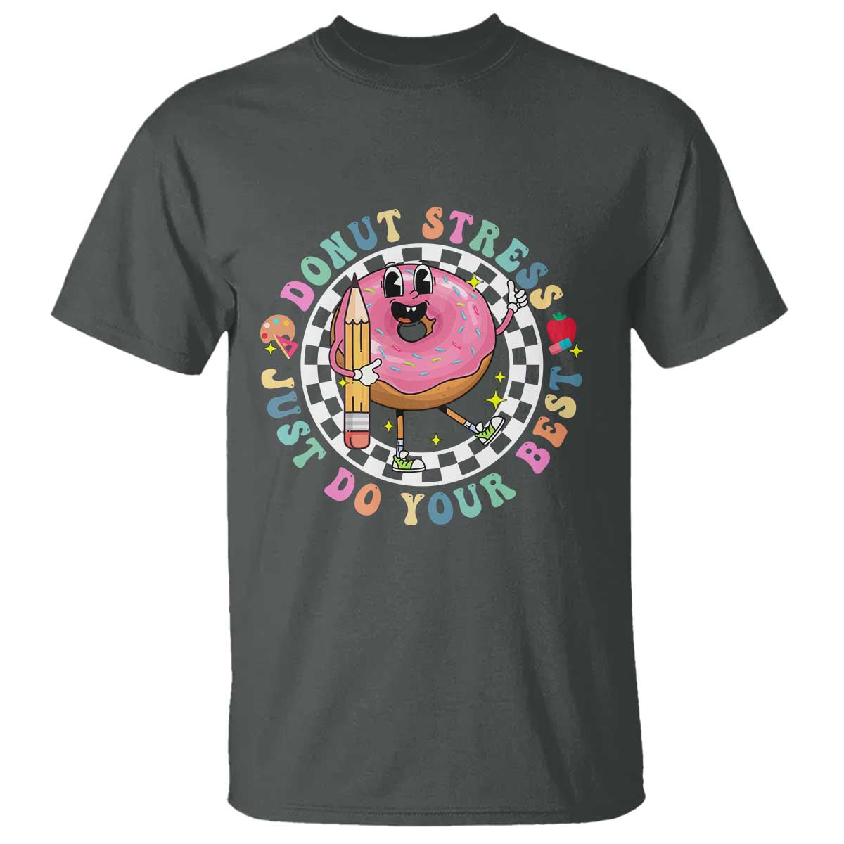 funny-testing-day-teacher-t-shirt-donut-stress-just-do-your-best