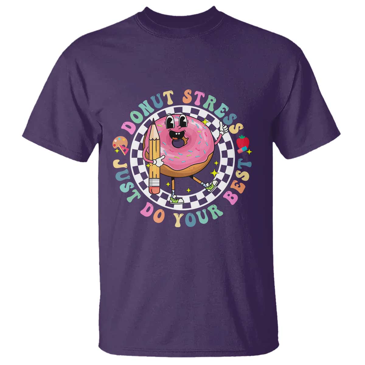 funny-testing-day-teacher-t-shirt-donut-stress-just-do-your-best