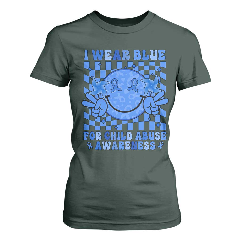 I Wear Blue For Child Abuse Support Month T Shirt For Women