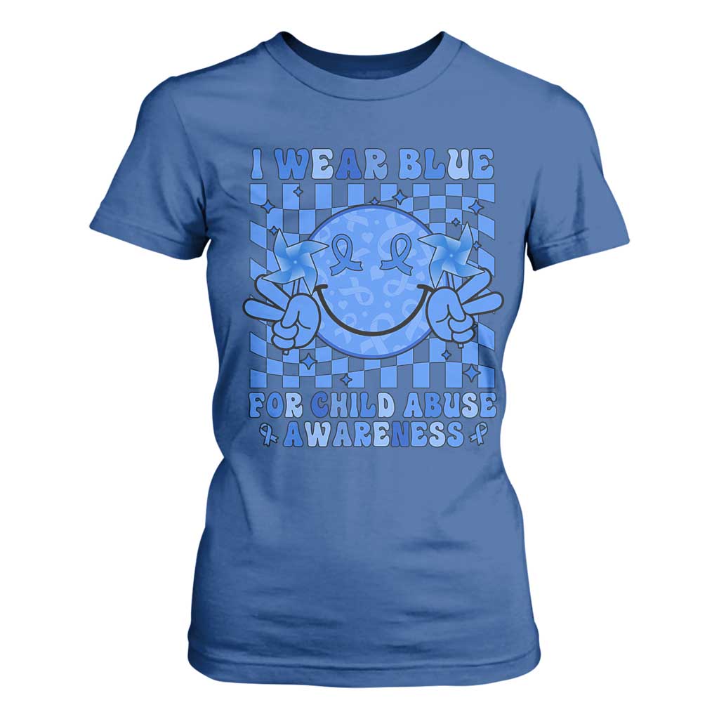 I Wear Blue For Child Abuse Support Month T Shirt For Women