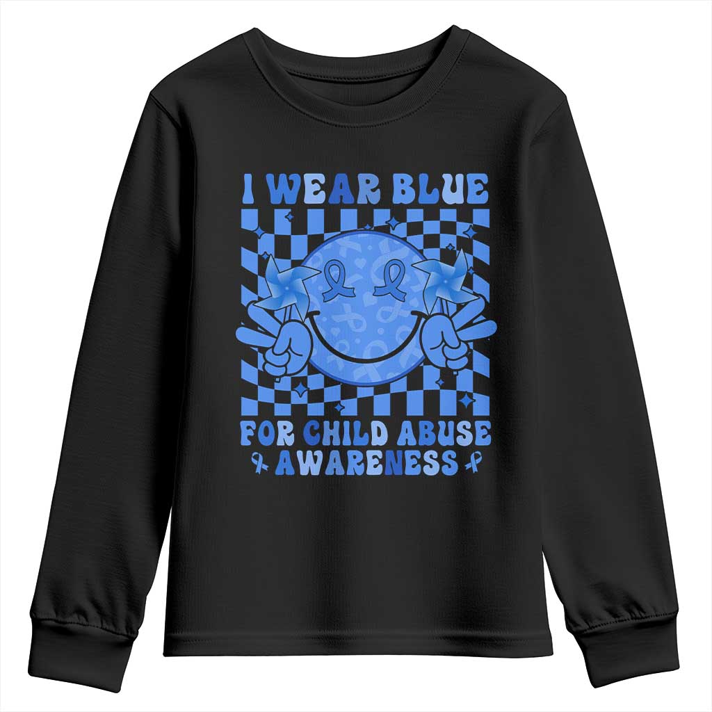 I Wear Blue For Child Abuse Support Month Youth Sweatshirt