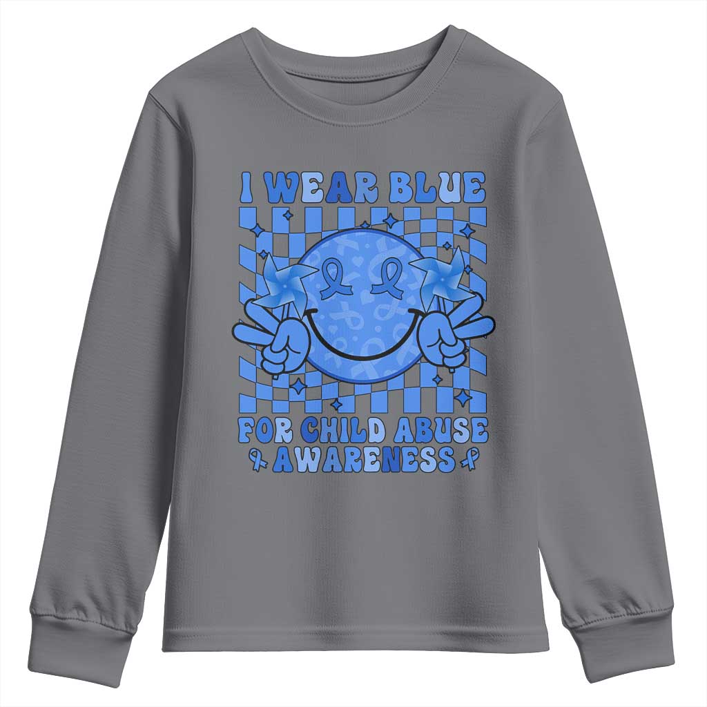 I Wear Blue For Child Abuse Support Month Youth Sweatshirt