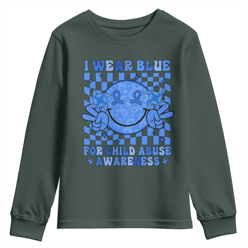 I Wear Blue For Child Abuse Support Month Youth Sweatshirt