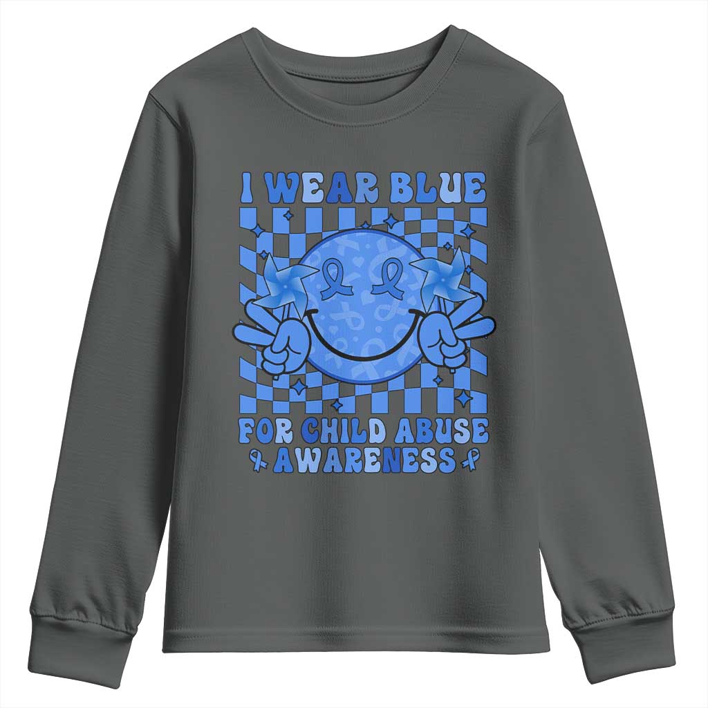 I Wear Blue For Child Abuse Support Month Youth Sweatshirt