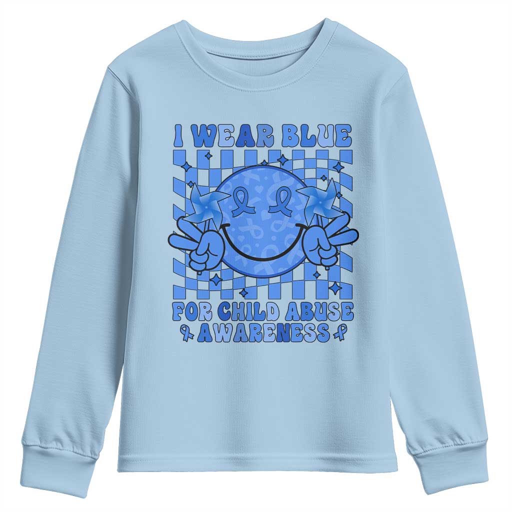 I Wear Blue For Child Abuse Support Month Youth Sweatshirt