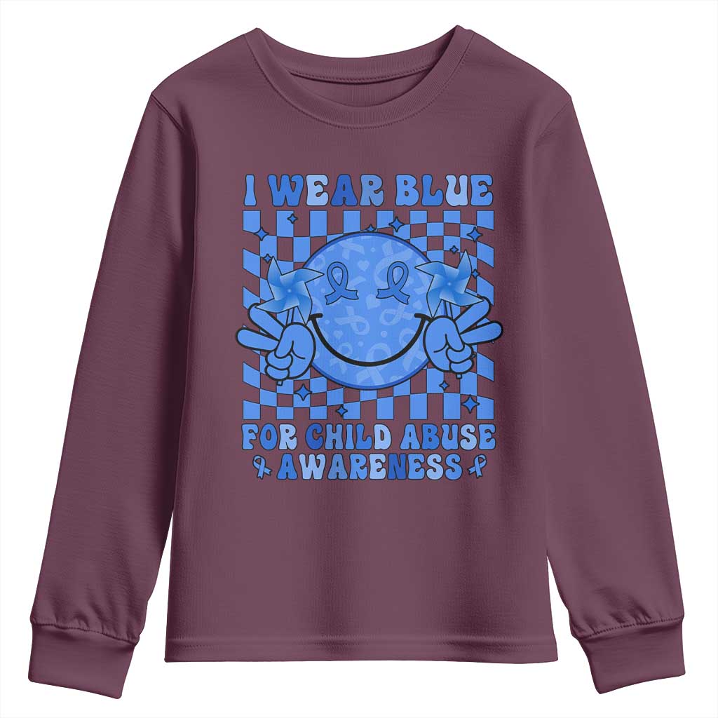 I Wear Blue For Child Abuse Support Month Youth Sweatshirt