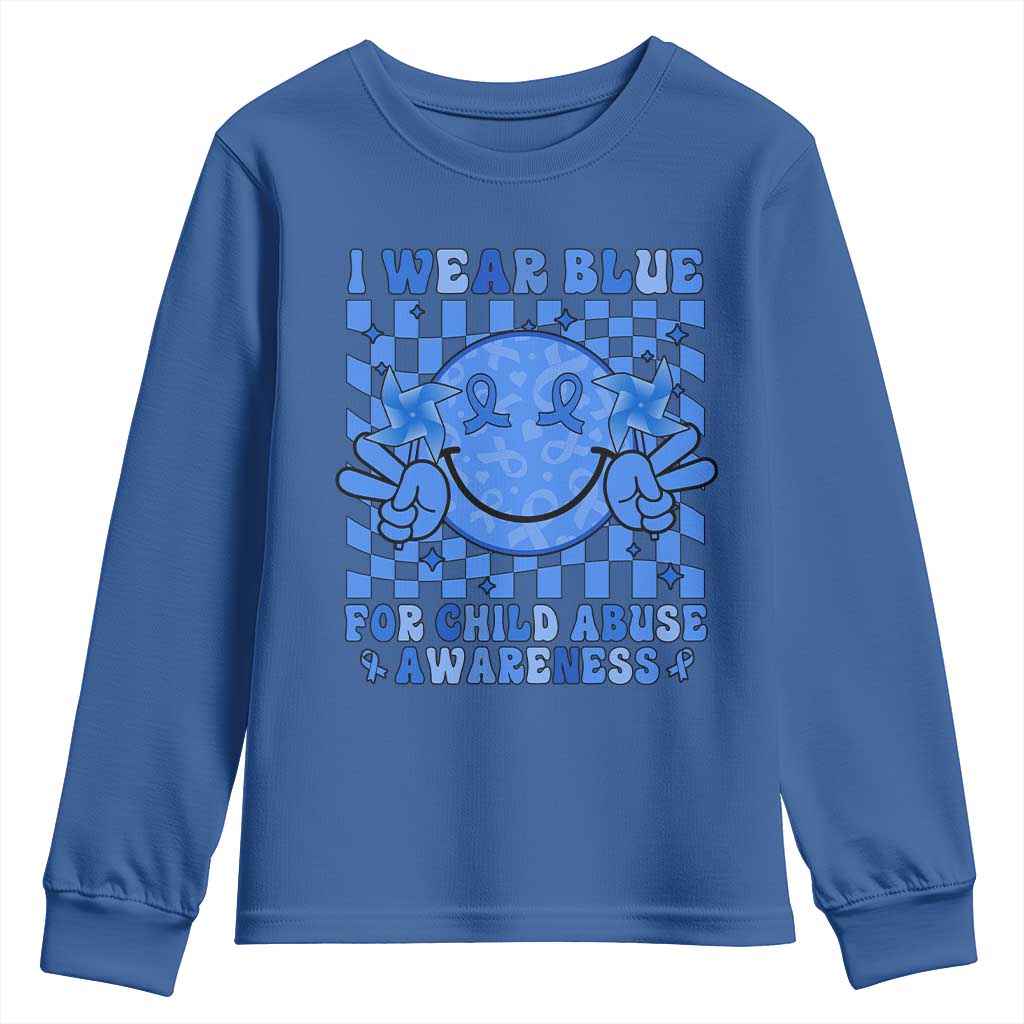 I Wear Blue For Child Abuse Support Month Youth Sweatshirt