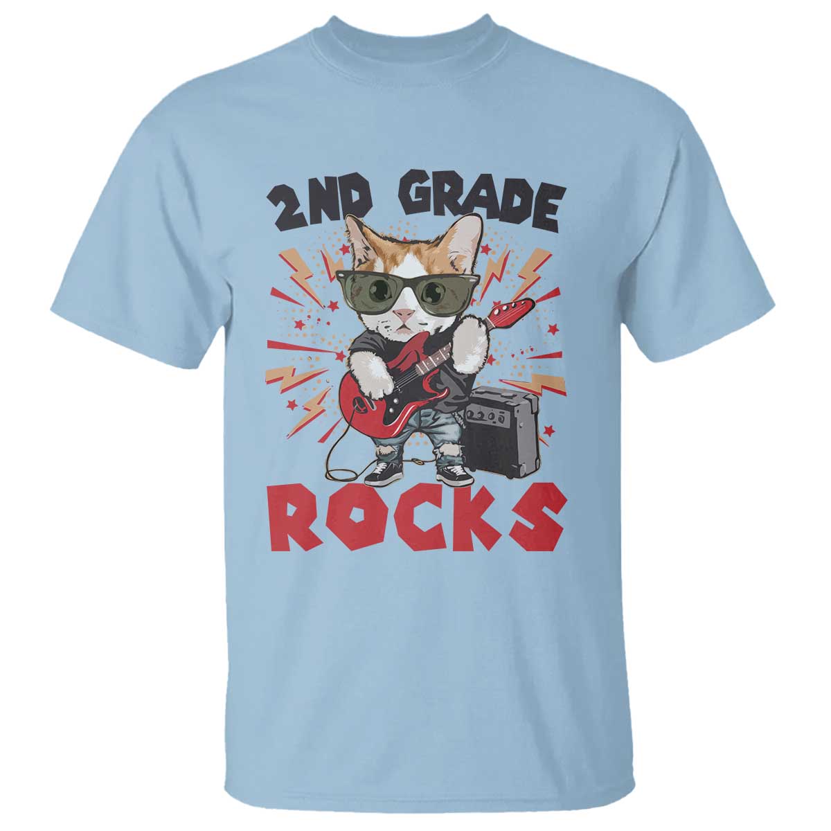 funny-2nd-grade-rocks-t-shirt-cat-heavy-metal-guitarist-thunder-star