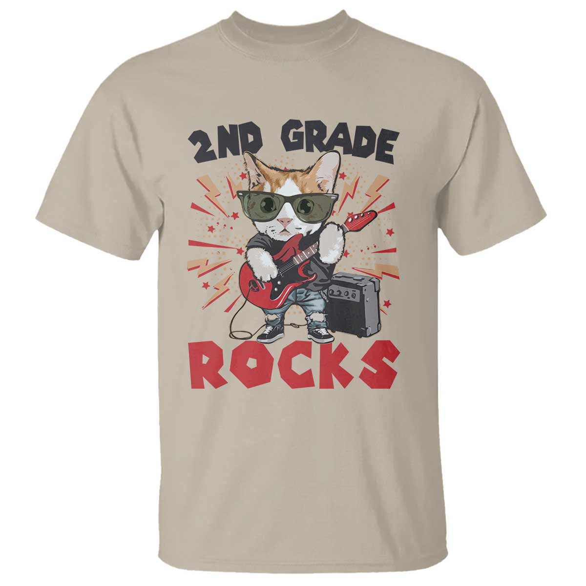 funny-2nd-grade-rocks-t-shirt-cat-heavy-metal-guitarist-thunder-star