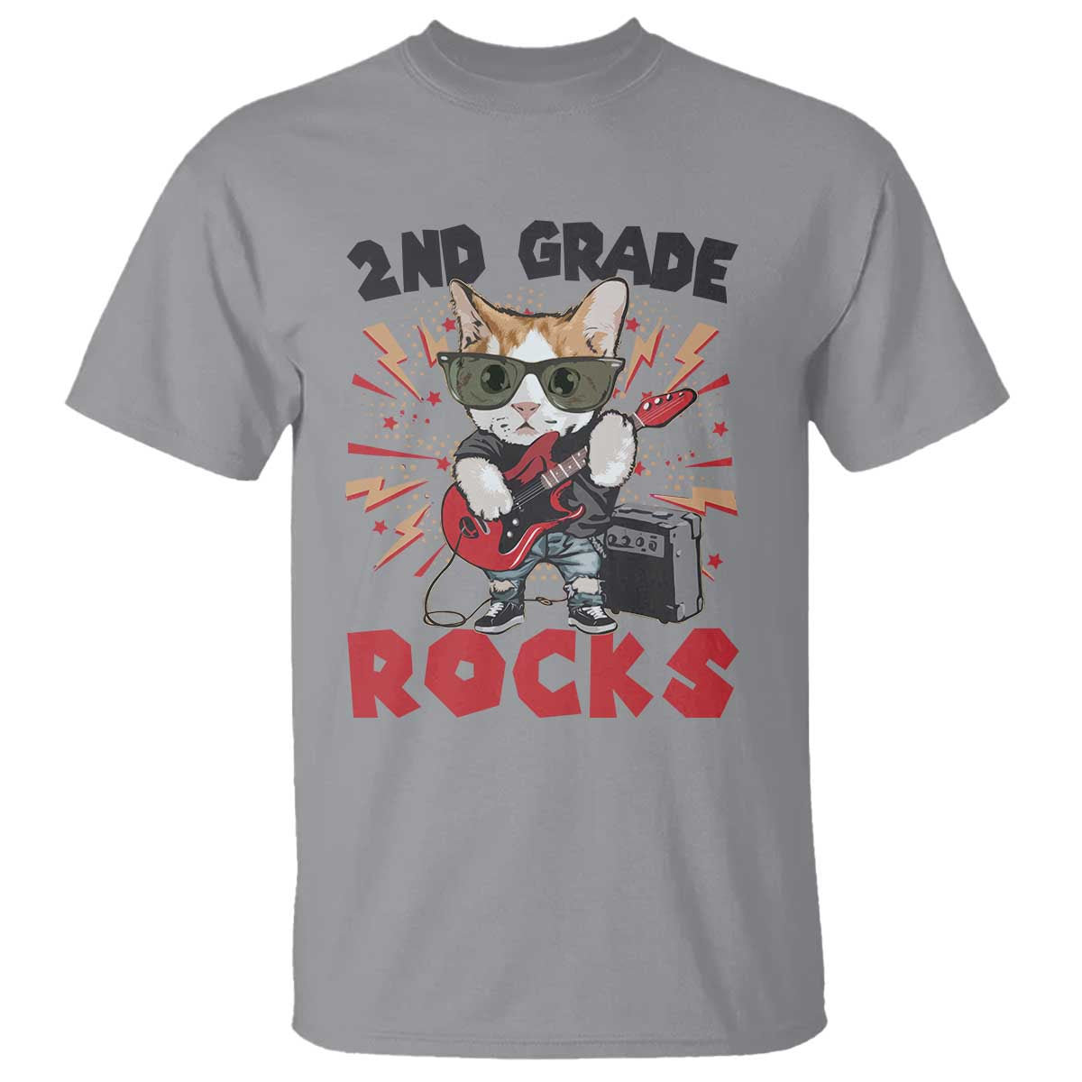 funny-2nd-grade-rocks-t-shirt-cat-heavy-metal-guitarist-thunder-star