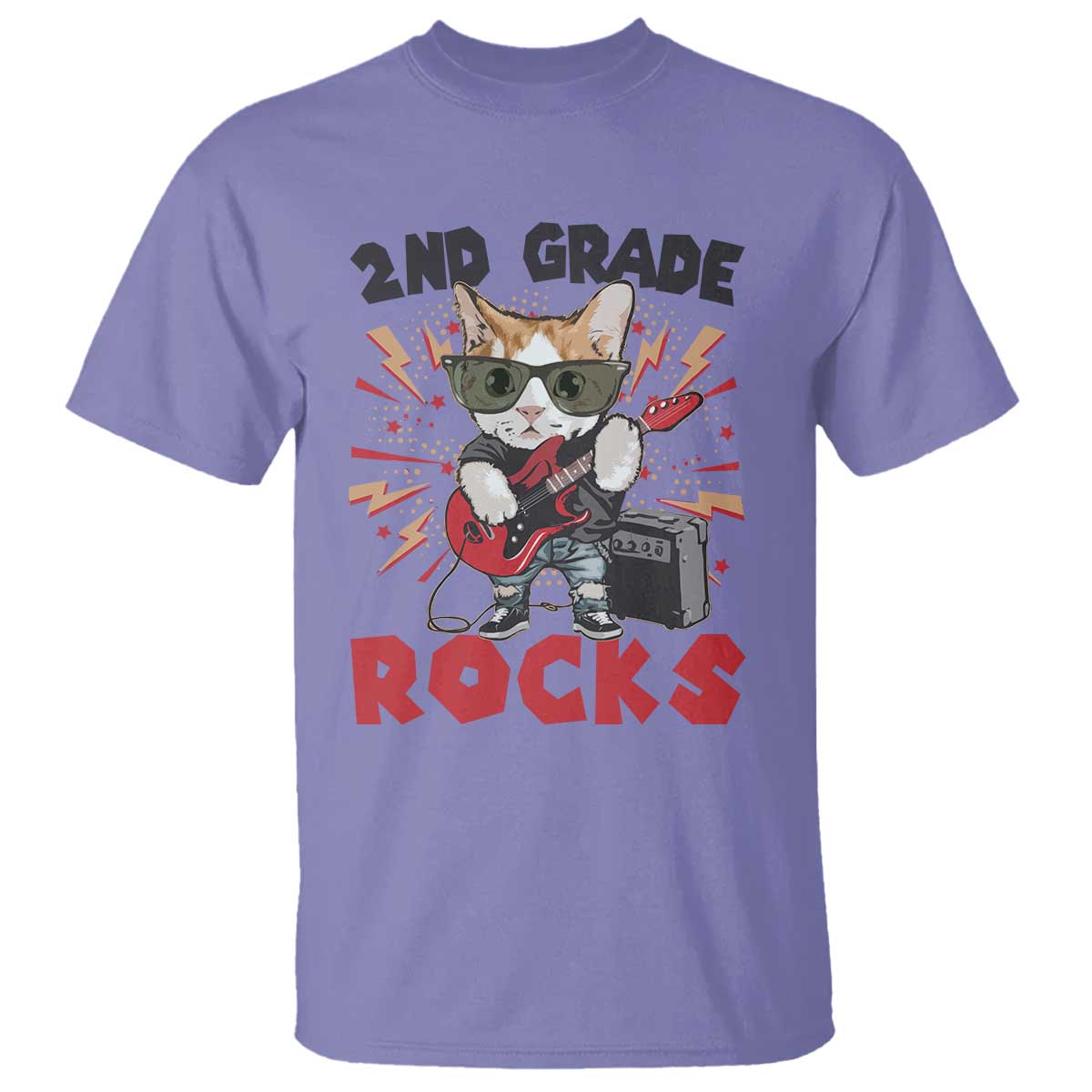 funny-2nd-grade-rocks-t-shirt-cat-heavy-metal-guitarist-thunder-star