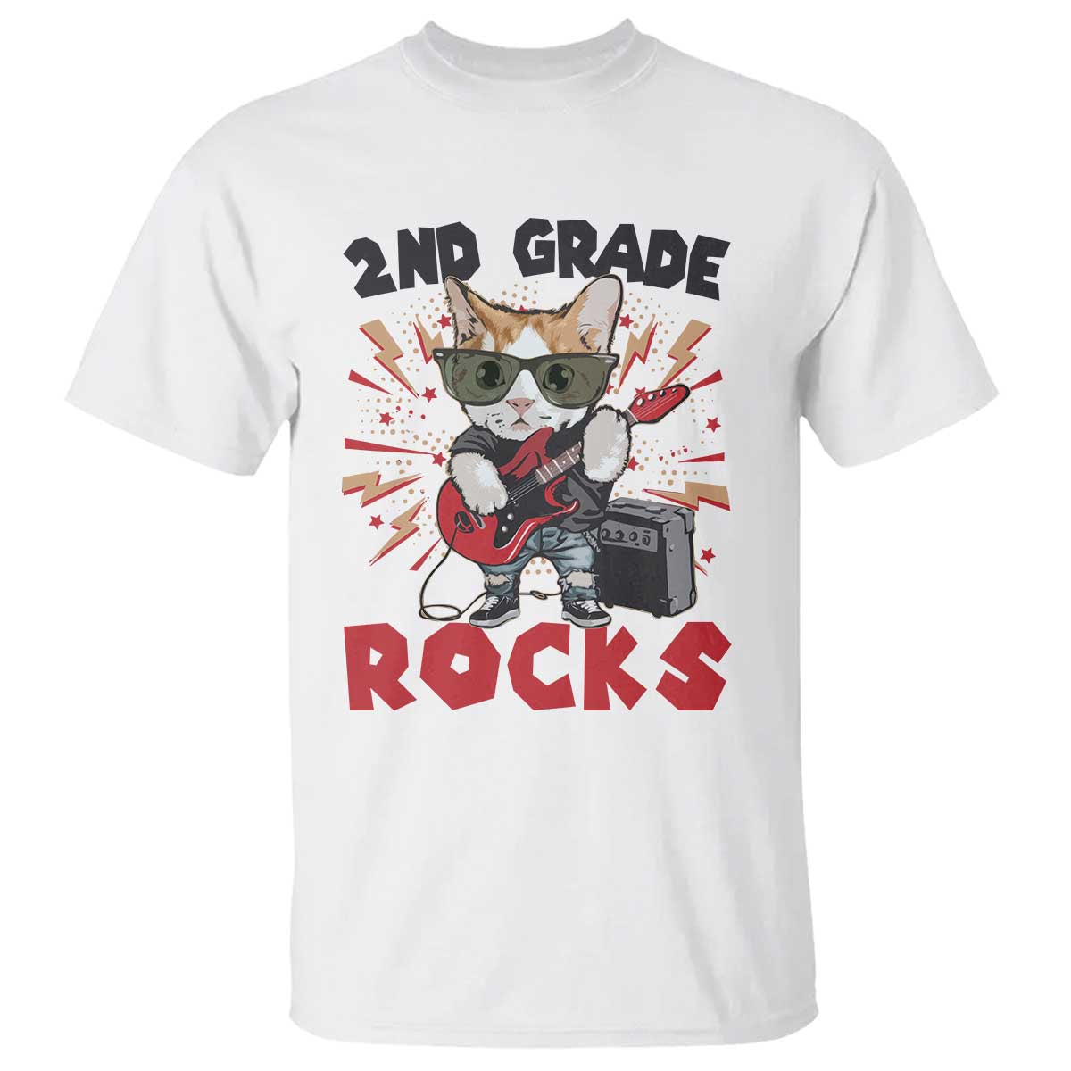 funny-2nd-grade-rocks-t-shirt-cat-heavy-metal-guitarist-thunder-star