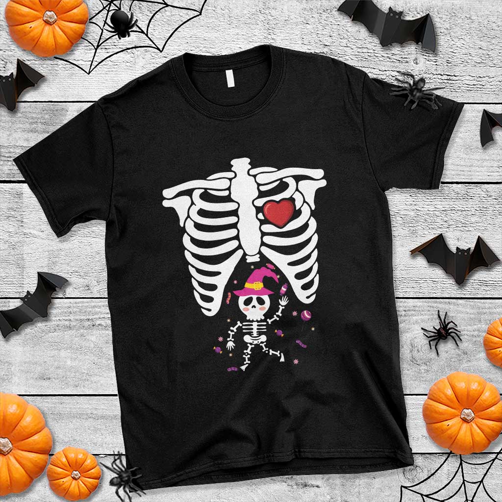 pregnancy-announcement-t-shirt-halloween-witch-skeleton-monster-baby-pregnant-candy