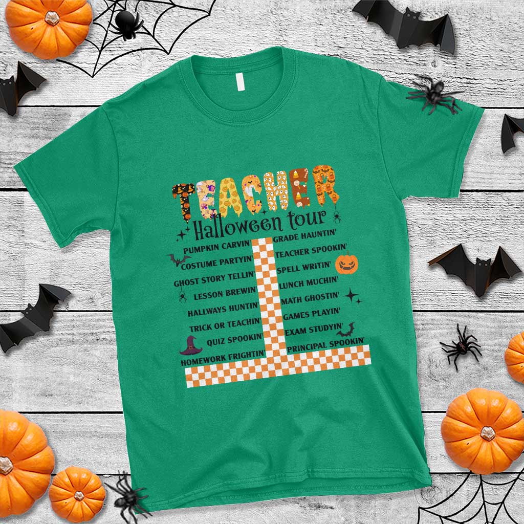 funny-teacher-halloween-tour-t-shirt-spooky-teacher-activities-pumpkin-witch-hat-bat