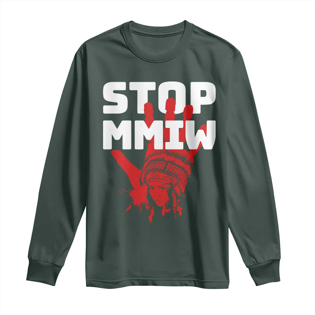 Indigenous Women Justice Gift Long Sleeve Shirt Stop MMIW Red Handprint Graphic