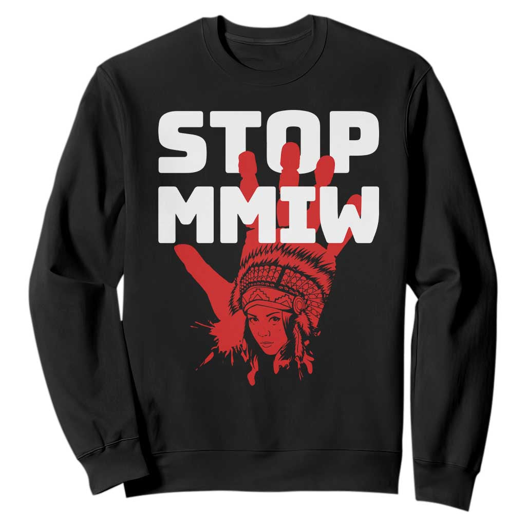 Indigenous Women Justice Gift Sweatshirt Stop MMIW Red Handprint Graphic
