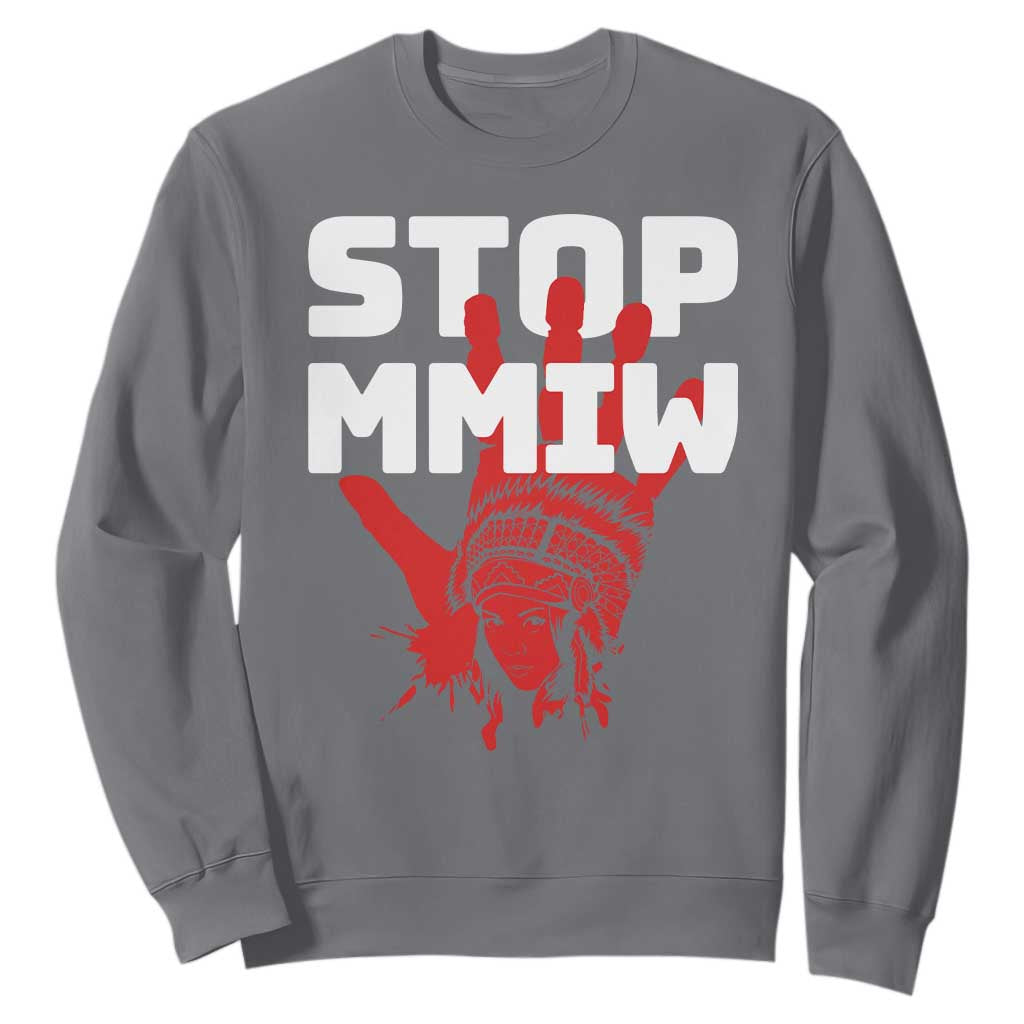 Indigenous Women Justice Gift Sweatshirt Stop MMIW Red Handprint Graphic
