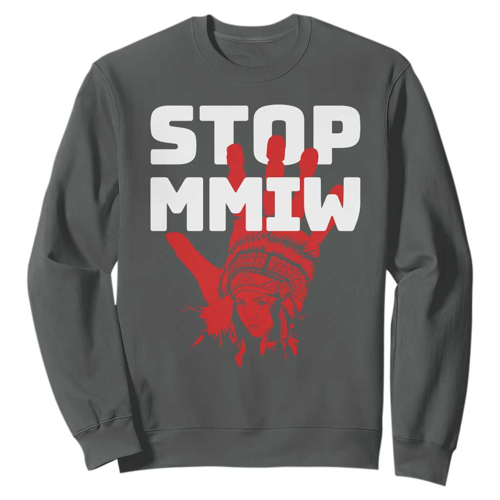 Indigenous Women Justice Gift Sweatshirt Stop MMIW Red Handprint Graphic