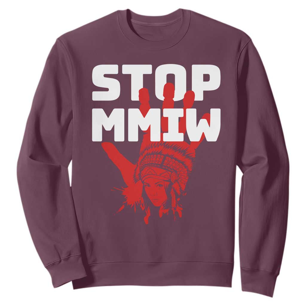 Indigenous Women Justice Gift Sweatshirt Stop MMIW Red Handprint Graphic