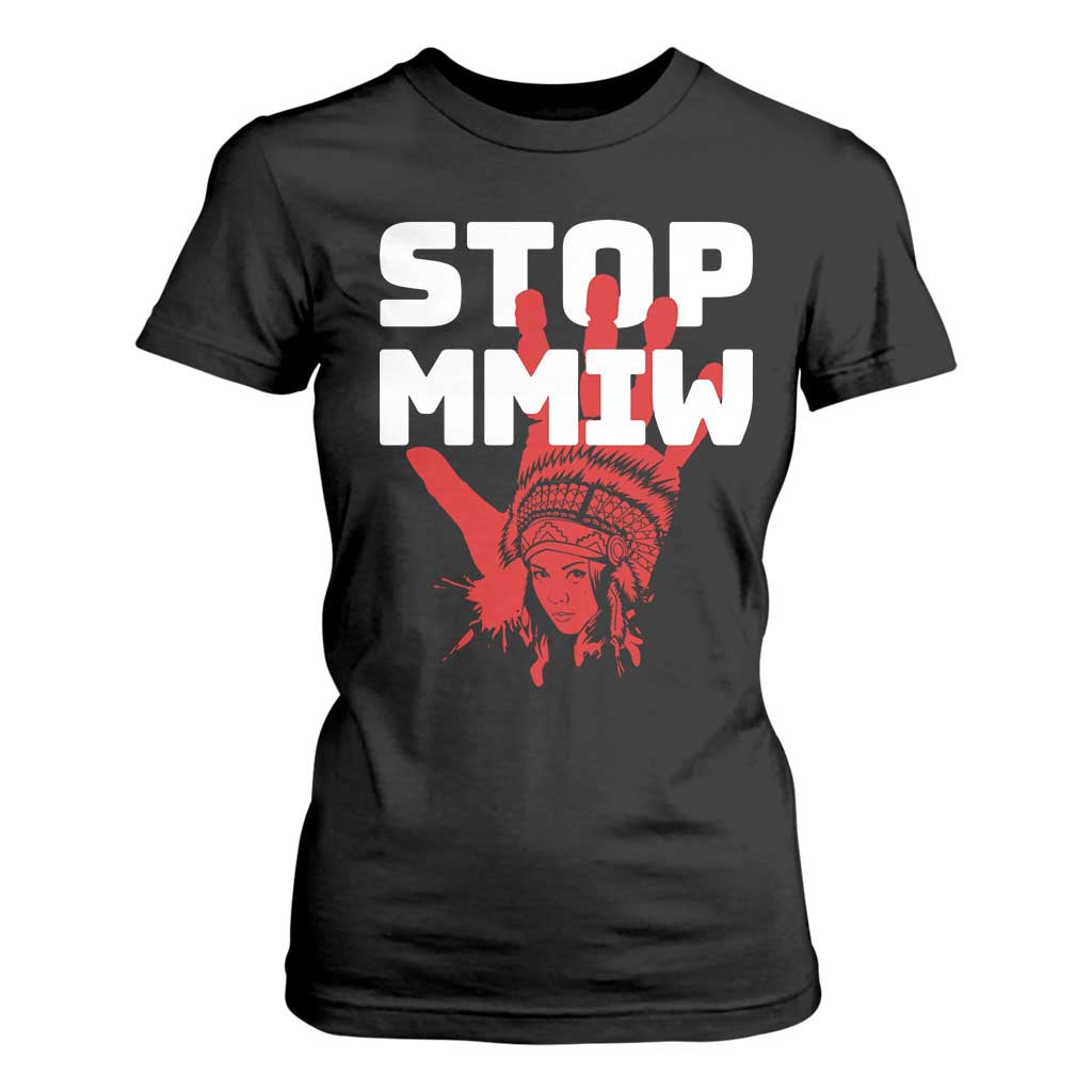 Indigenous Women Justice Gift T Shirt For Women Stop MMIW Red Handprint Graphic