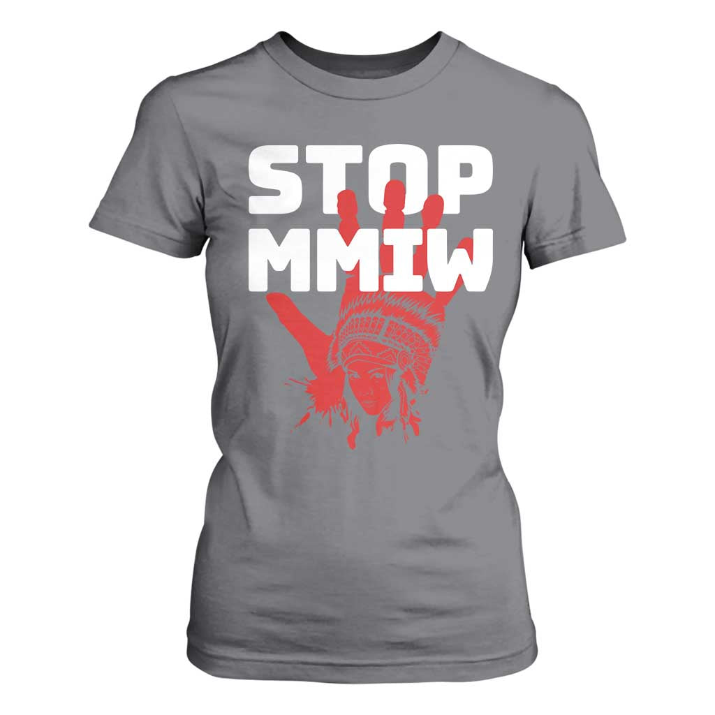 Indigenous Women Justice Gift T Shirt For Women Stop MMIW Red Handprint Graphic