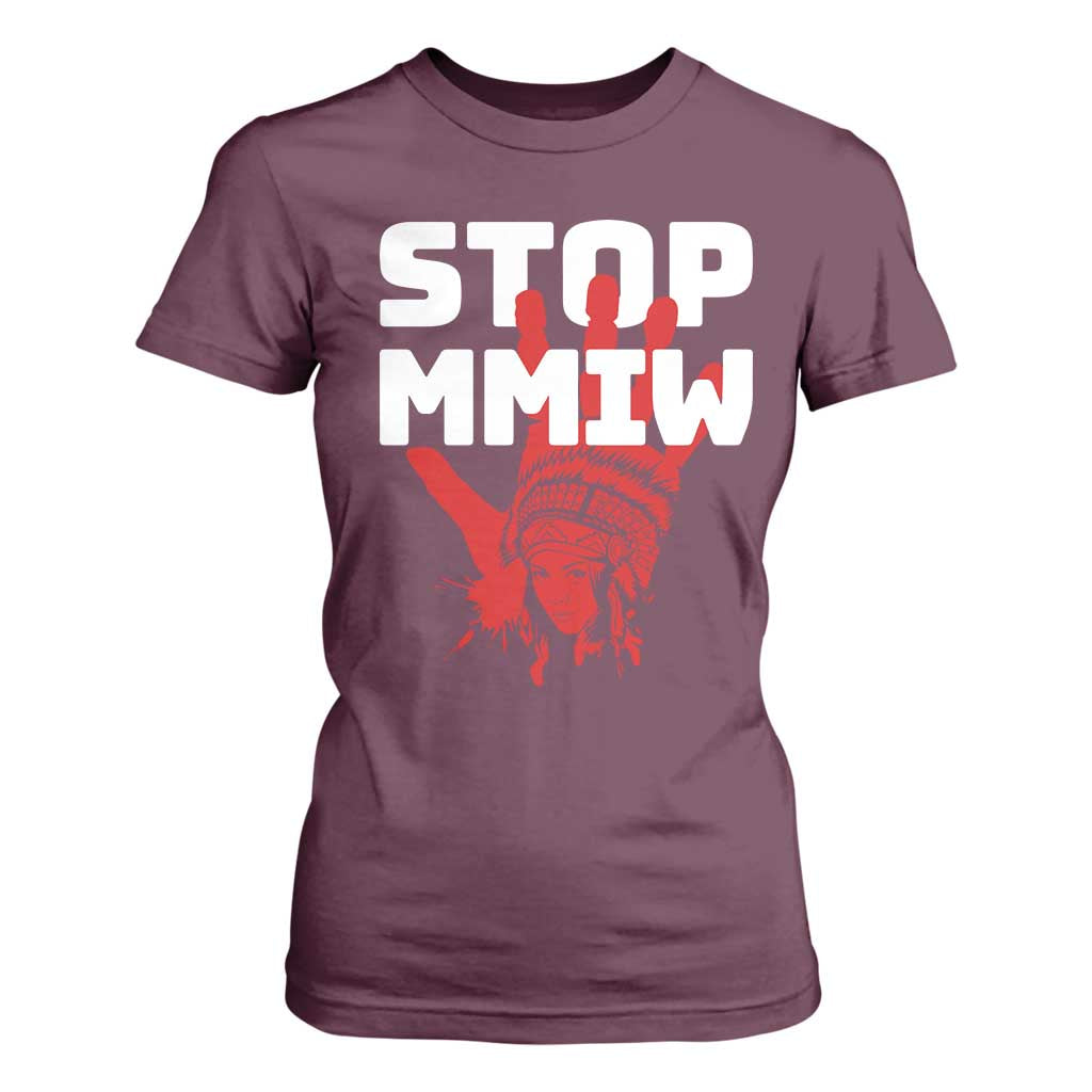 Indigenous Women Justice Gift T Shirt For Women Stop MMIW Red Handprint Graphic