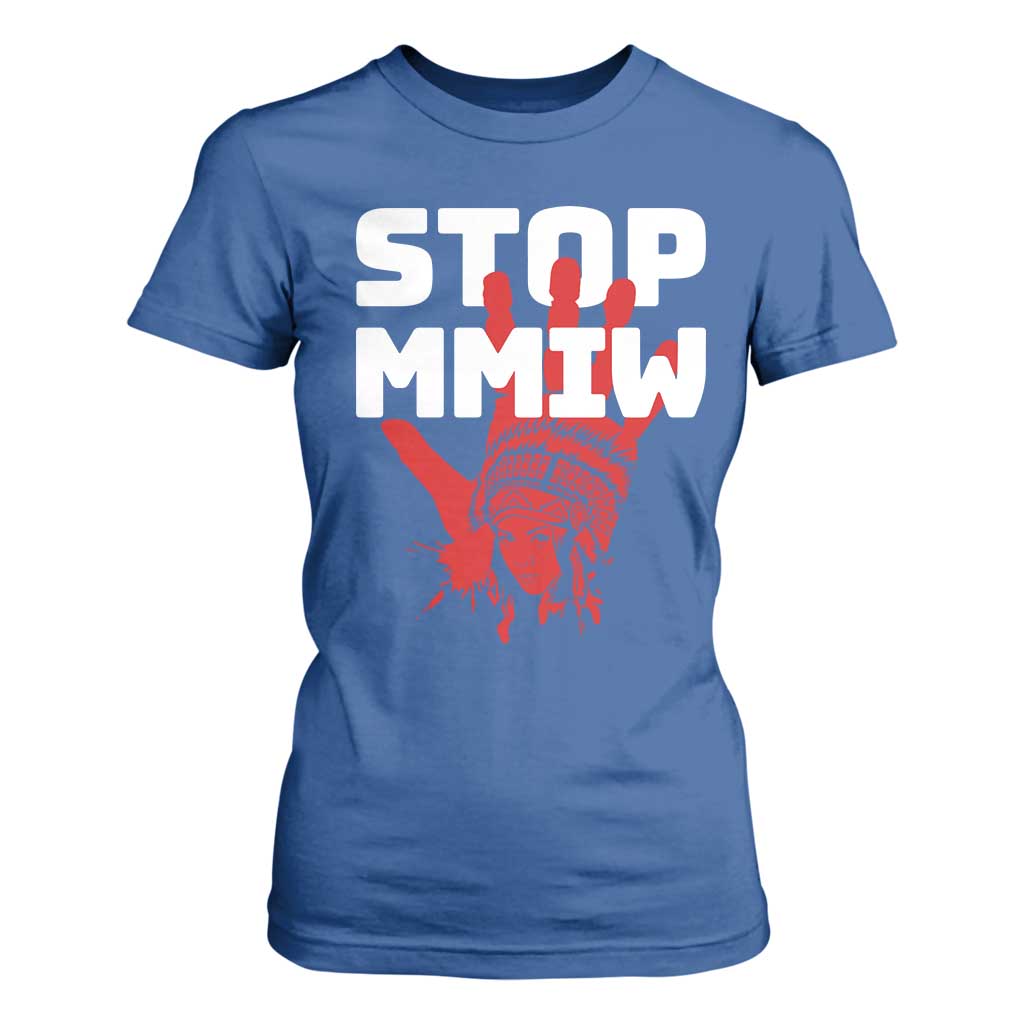 Indigenous Women Justice Gift T Shirt For Women Stop MMIW Red Handprint Graphic
