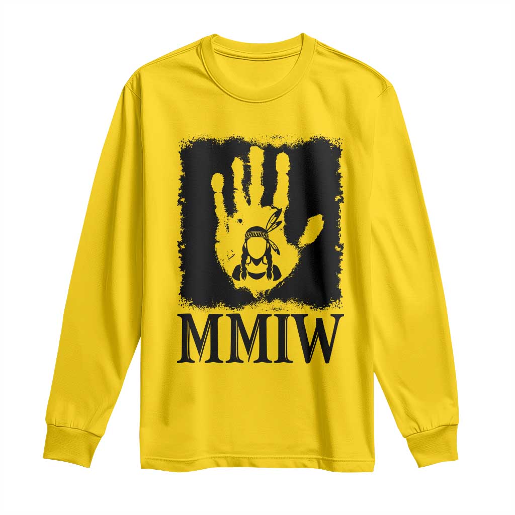 Stop MMIW Long Sleeve Shirt Voices For Stolen Sisters Red Handprint Graphic
