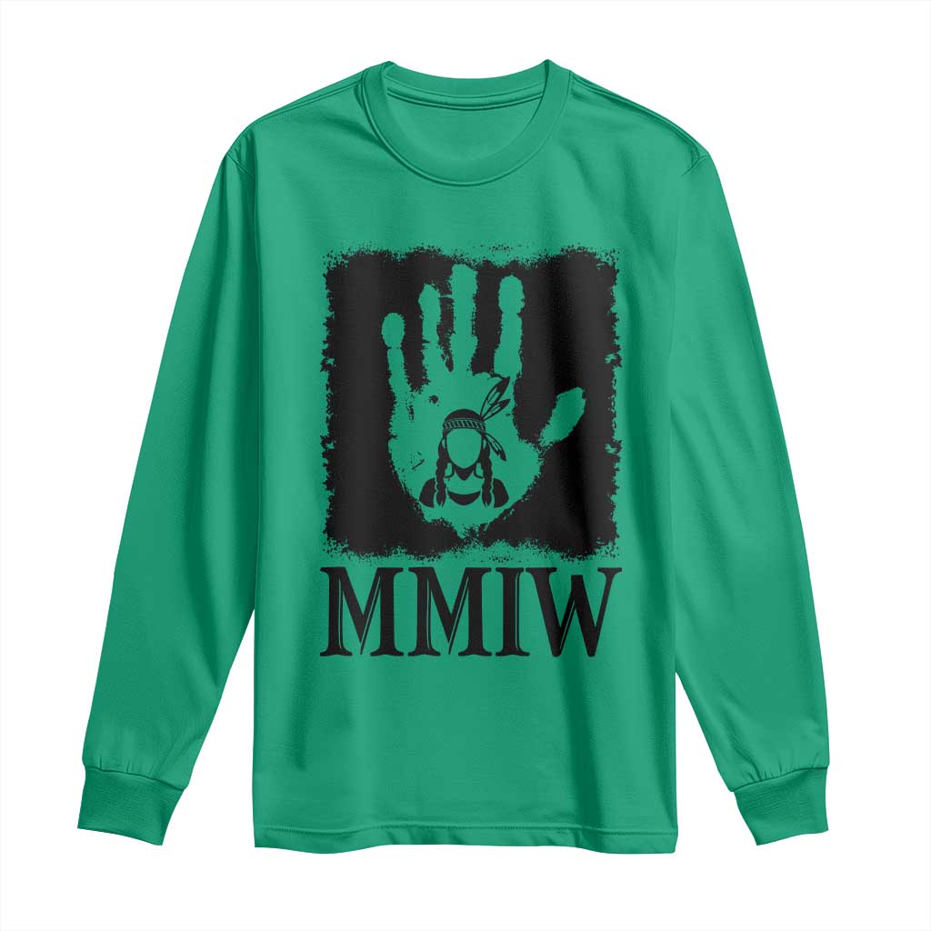 Stop MMIW Long Sleeve Shirt Voices For Stolen Sisters Red Handprint Graphic