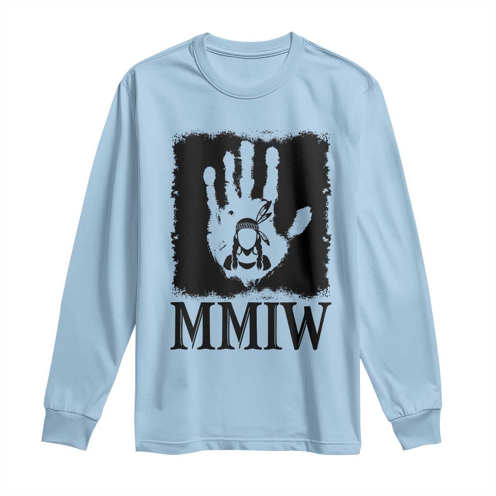 Stop MMIW Long Sleeve Shirt Voices For Stolen Sisters Red Handprint Graphic