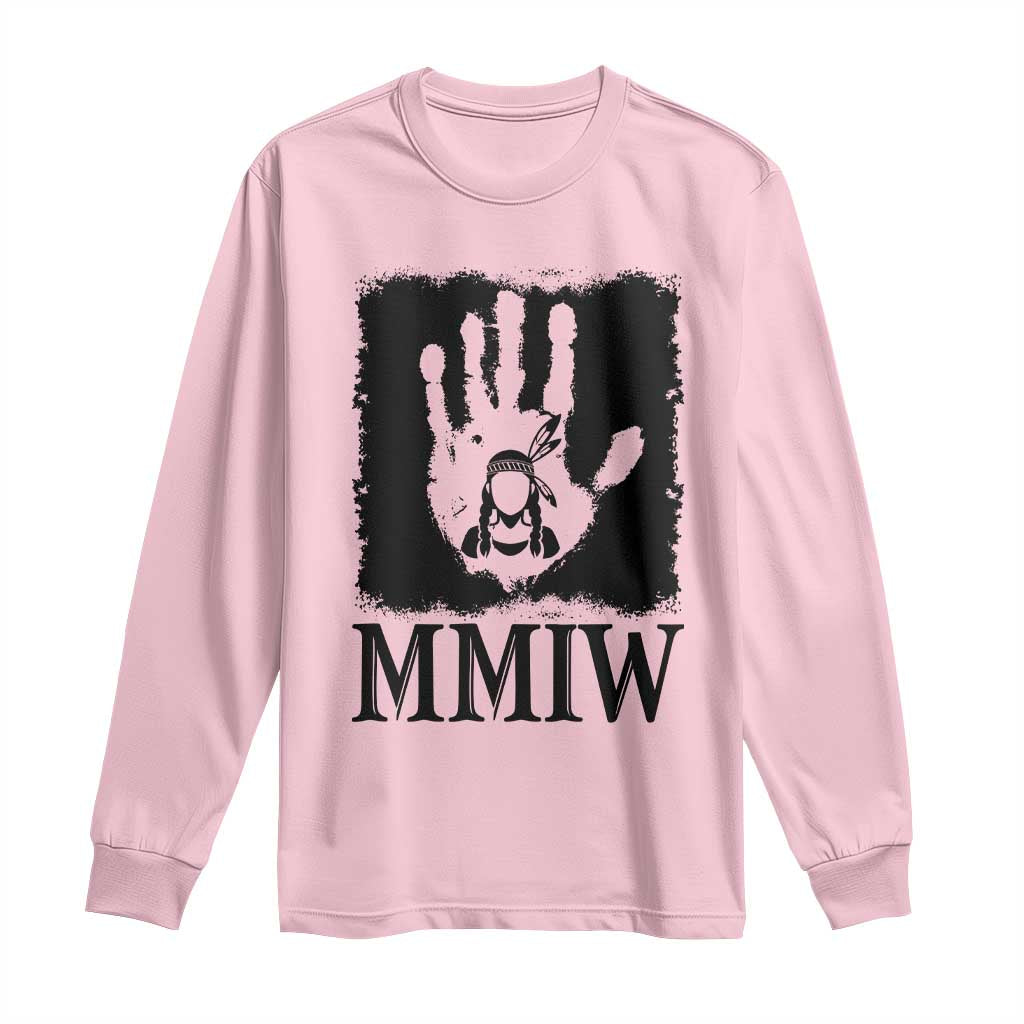 Stop MMIW Long Sleeve Shirt Voices For Stolen Sisters Red Handprint Graphic