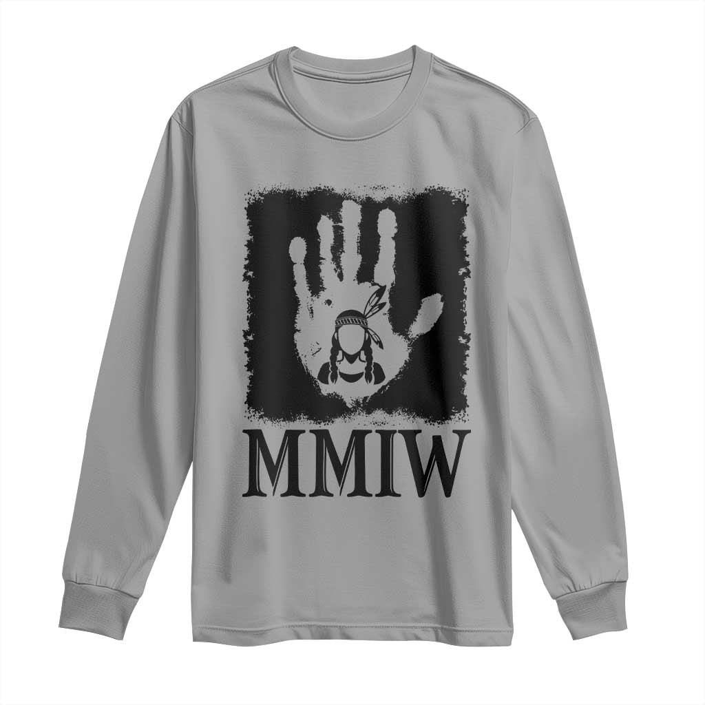 Stop MMIW Long Sleeve Shirt Voices For Stolen Sisters Red Handprint Graphic