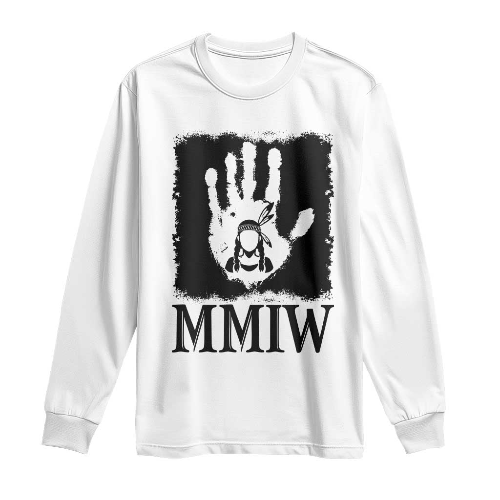 Stop MMIW Long Sleeve Shirt Voices For Stolen Sisters Red Handprint Graphic