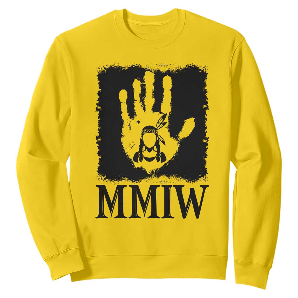 Stop MMIW Sweatshirt Voices For Stolen Sisters Red Handprint Graphic