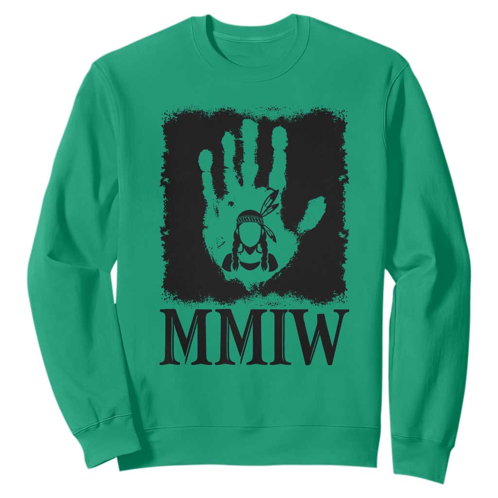 Stop MMIW Sweatshirt Voices For Stolen Sisters Red Handprint Graphic