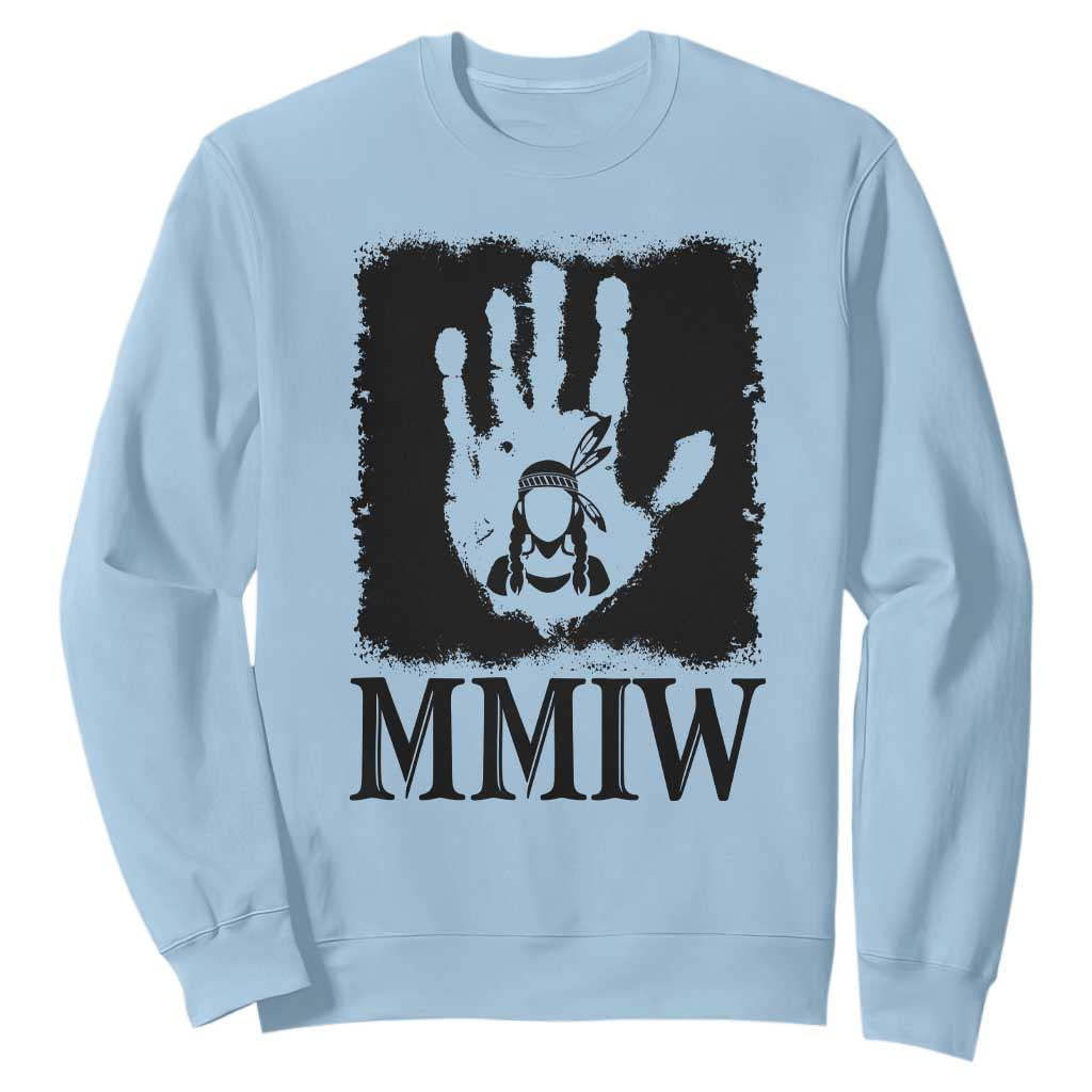 Stop MMIW Sweatshirt Voices For Stolen Sisters Red Handprint Graphic