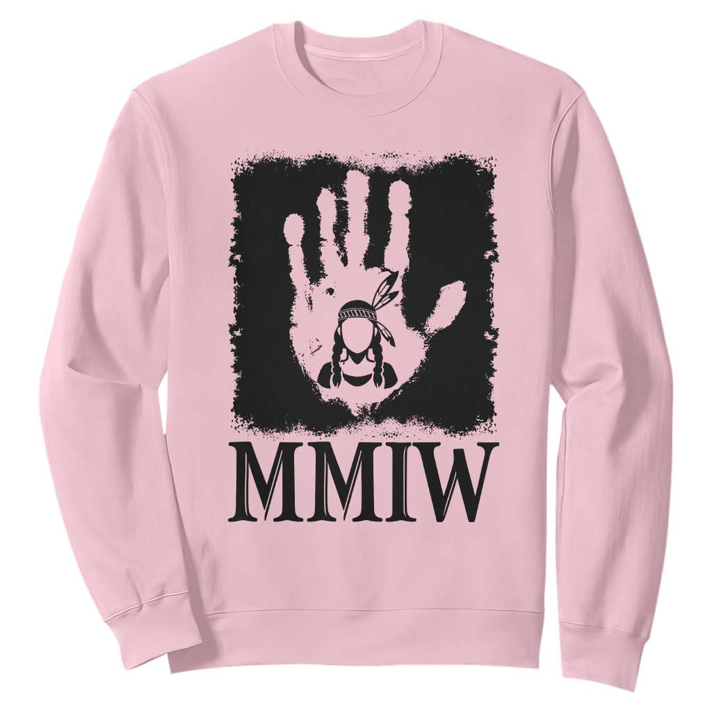 Stop MMIW Sweatshirt Voices For Stolen Sisters Red Handprint Graphic