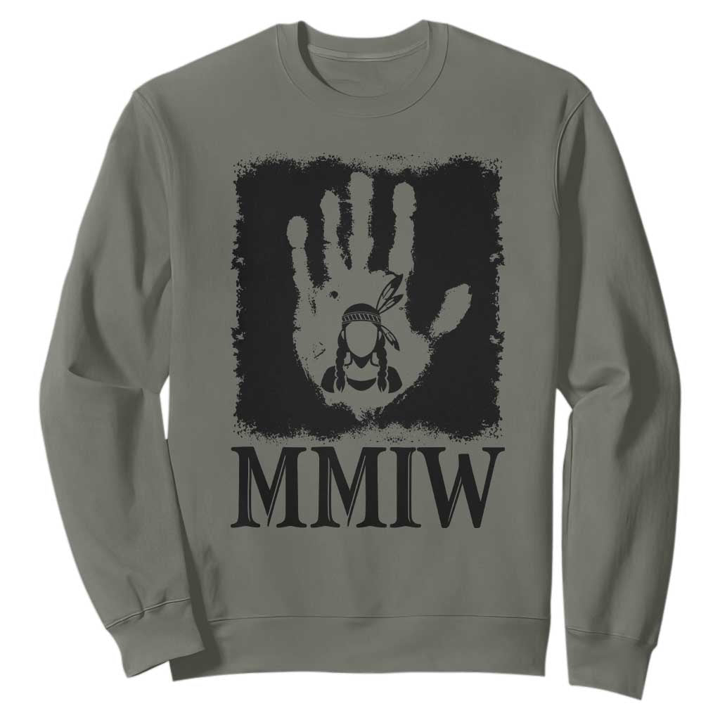Stop MMIW Sweatshirt Voices For Stolen Sisters Red Handprint Graphic